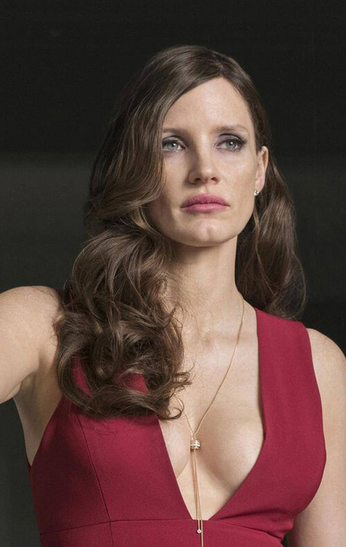 jessica chastain hot in red dress hollywood actress cleavage show